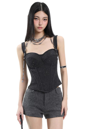 French Gray Sequined Vest