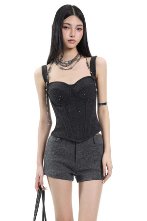 French Gray Sequined Vest
