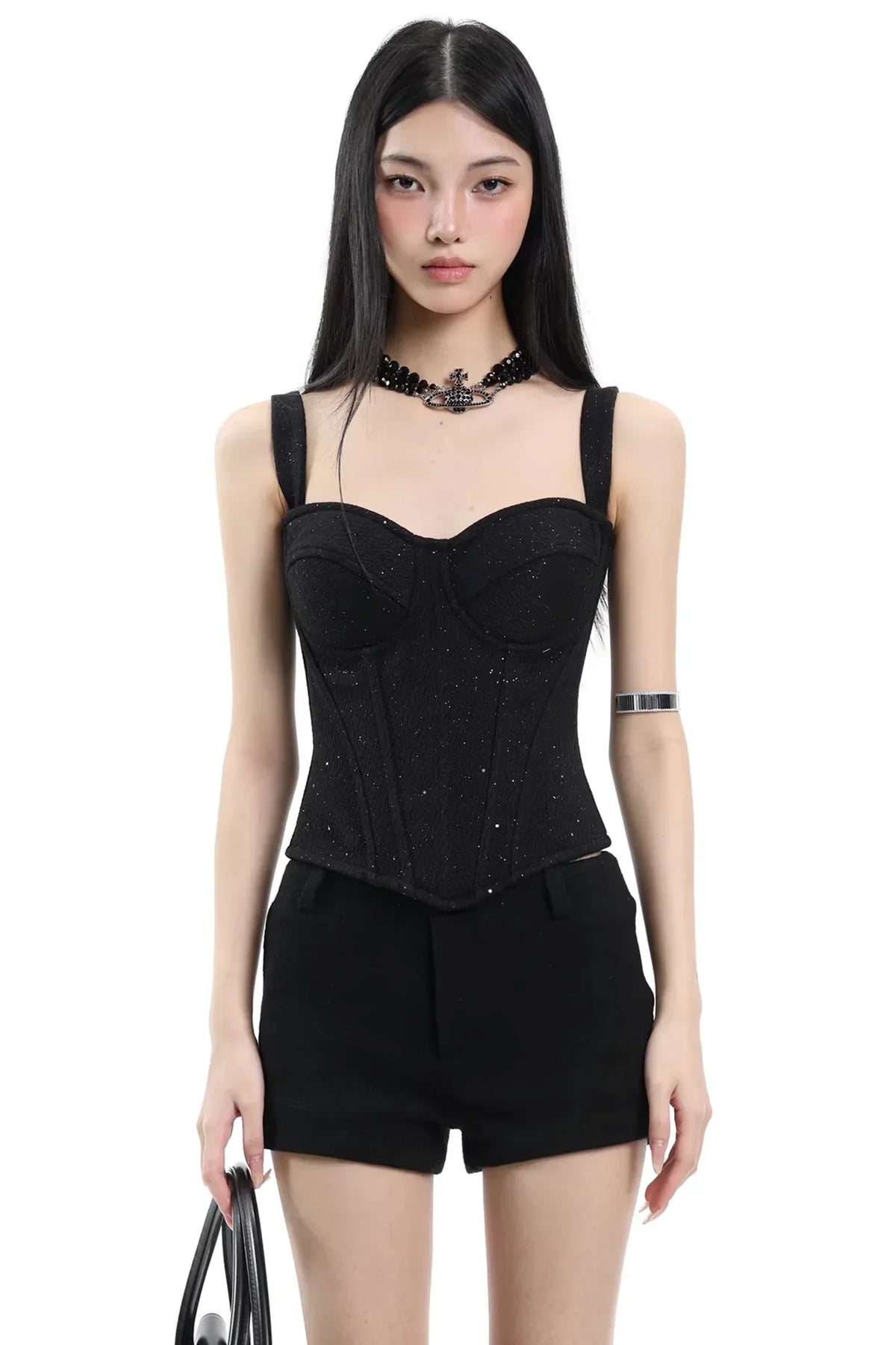 French Gray Sequined Vest