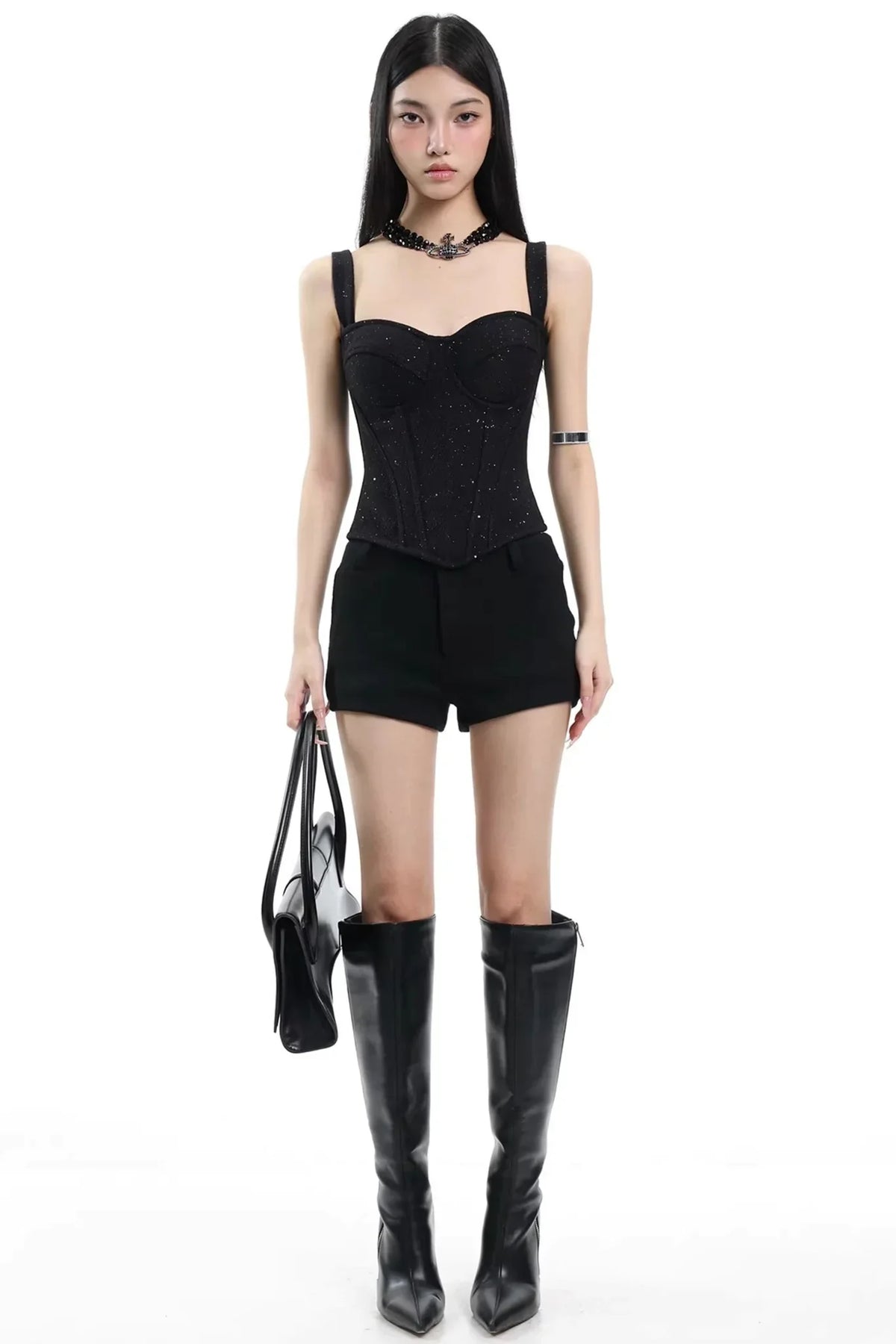 French Gray Sequined Vest