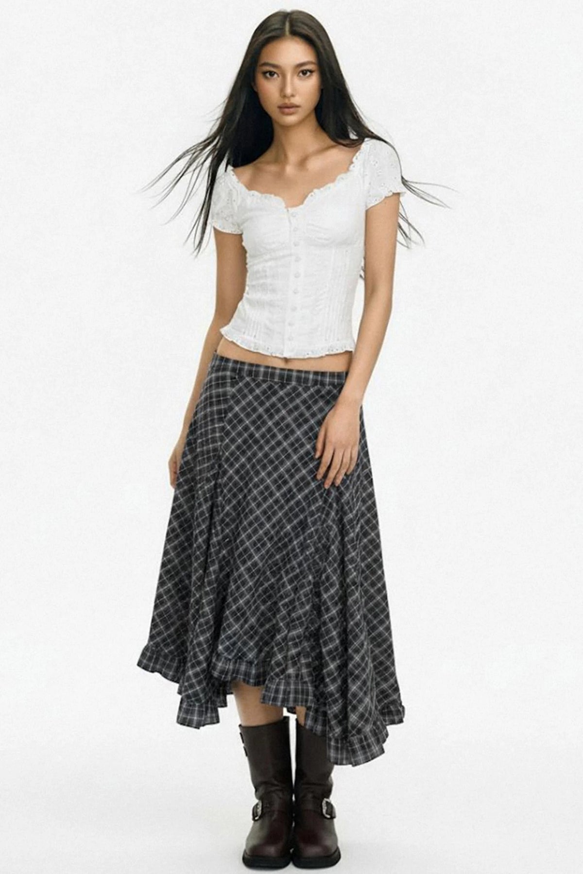 French Jacquard Cut-out T-Shirt