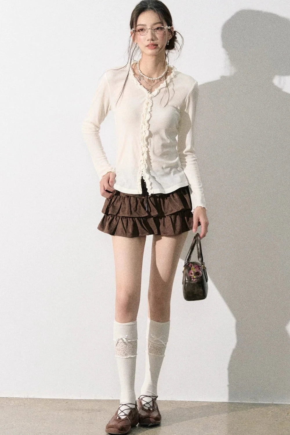 French Knit Ruffled Top