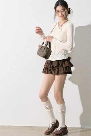 French Knit Ruffled Top
