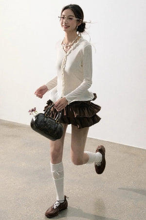 French Knit Ruffled Top