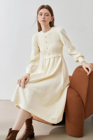 French Knit Sweater Waist Dress