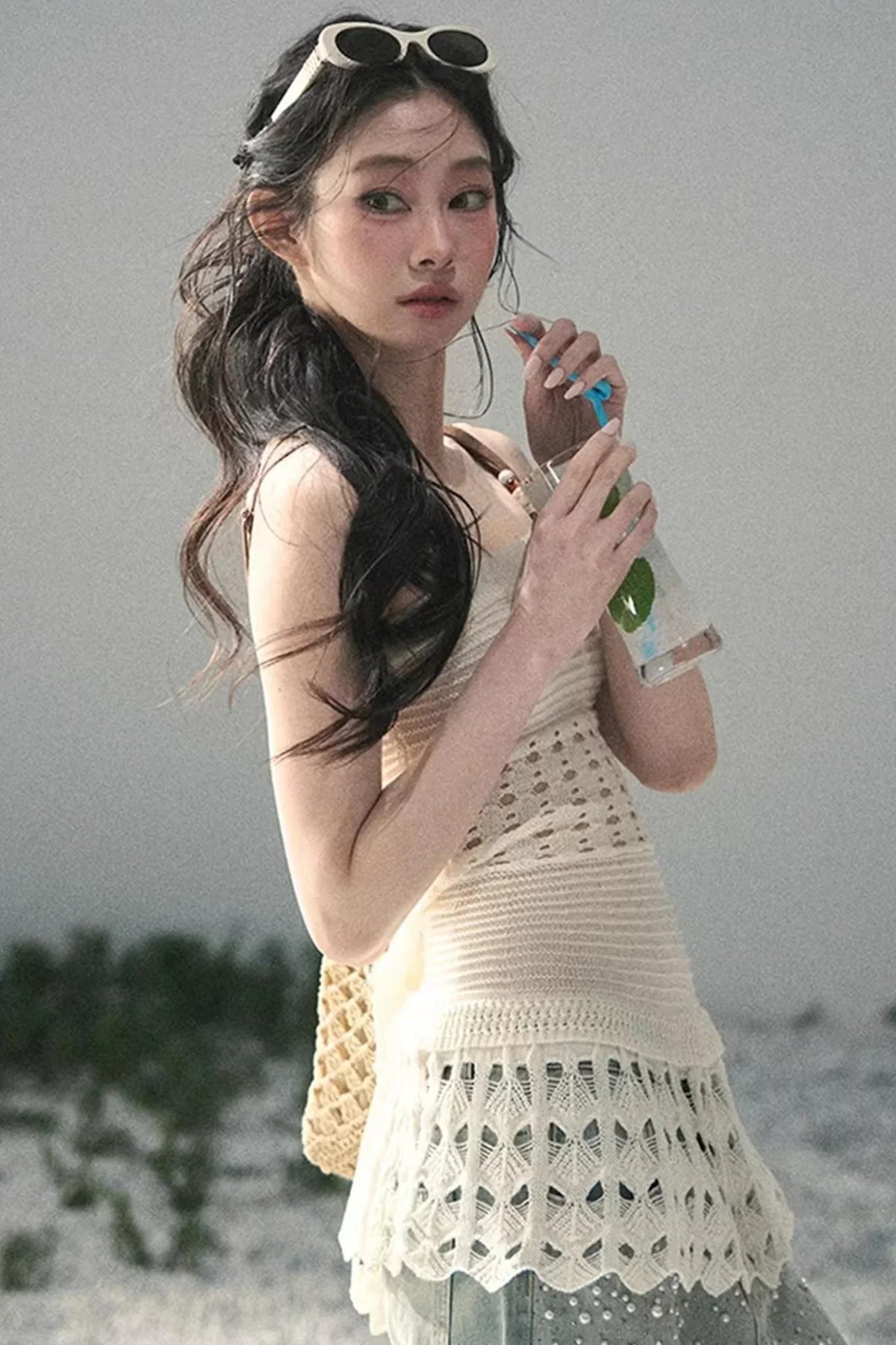 French Knitted Hollow-Out Camisole