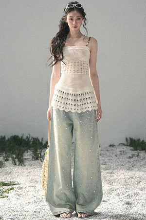 French Knitted Hollow-Out Camisole