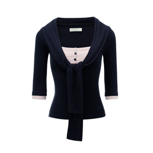 French Knot Color Block Knit Top