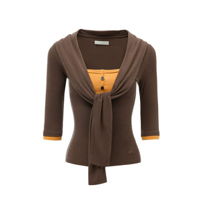 French Knot Color Block Knit Top