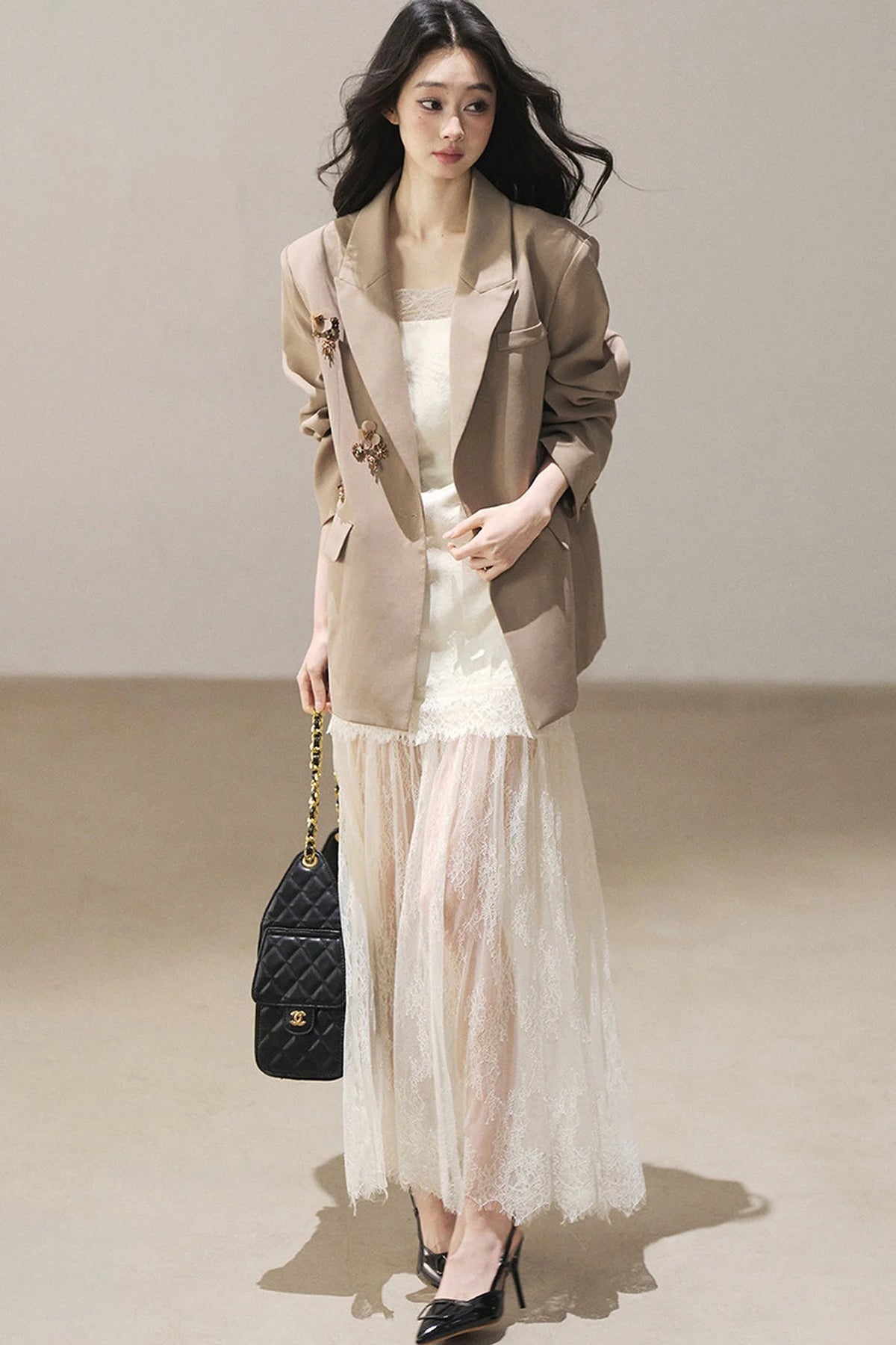 French Lace Camisole Dress and Jacket Set-Up