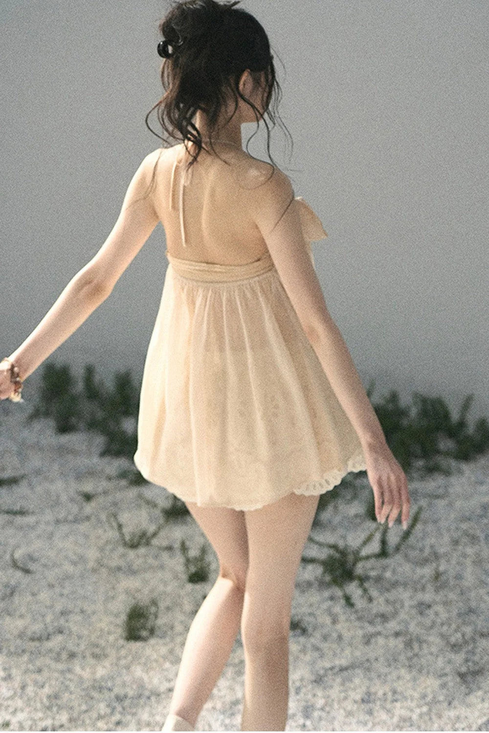 French Lace Chiffon Halter Top
