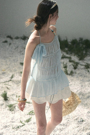 French Lace Chiffon Halter Top