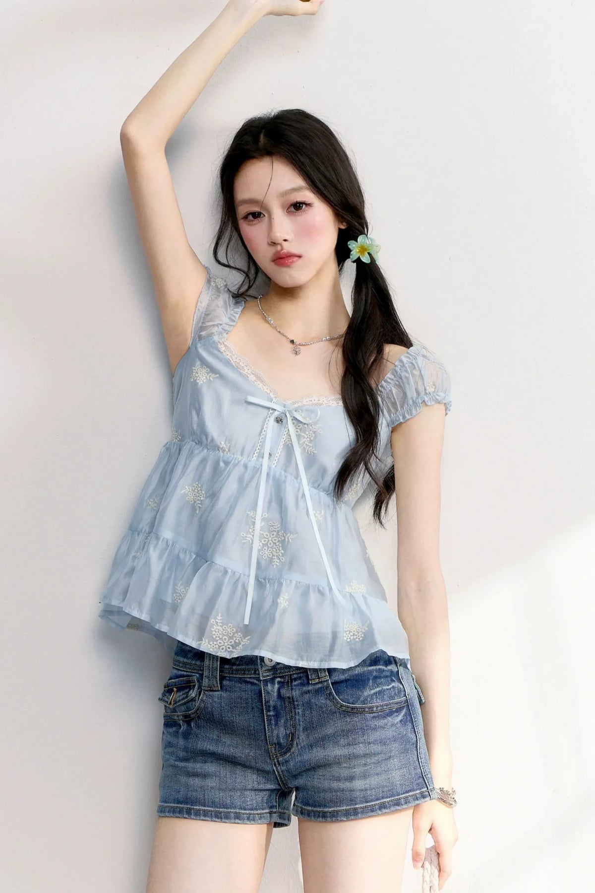 French Lace Embroidered Blouse