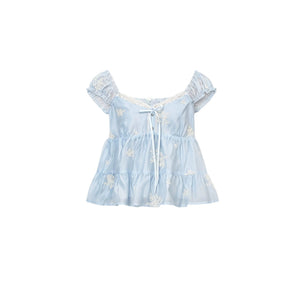 French Lace Embroidered Blouse
