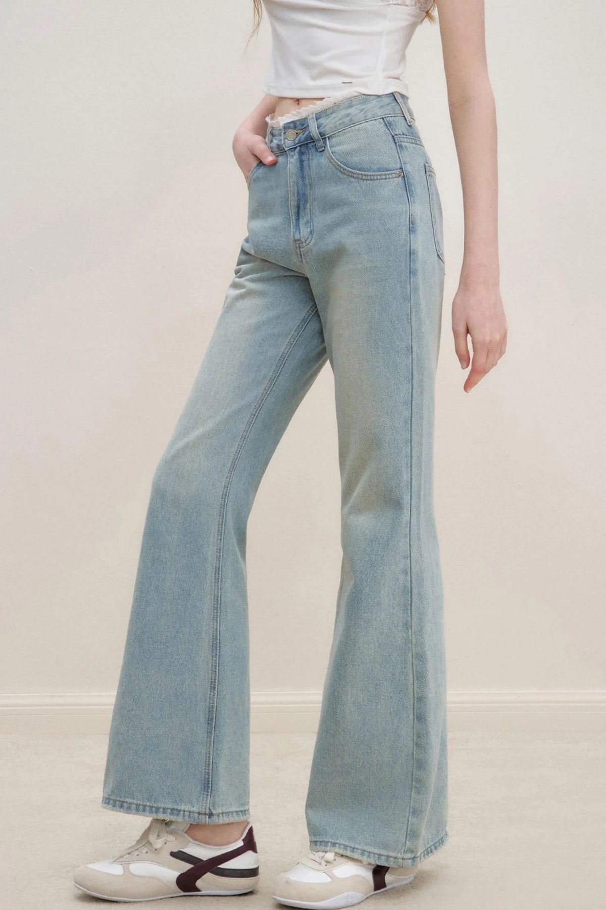 French Lace Flare Jeans