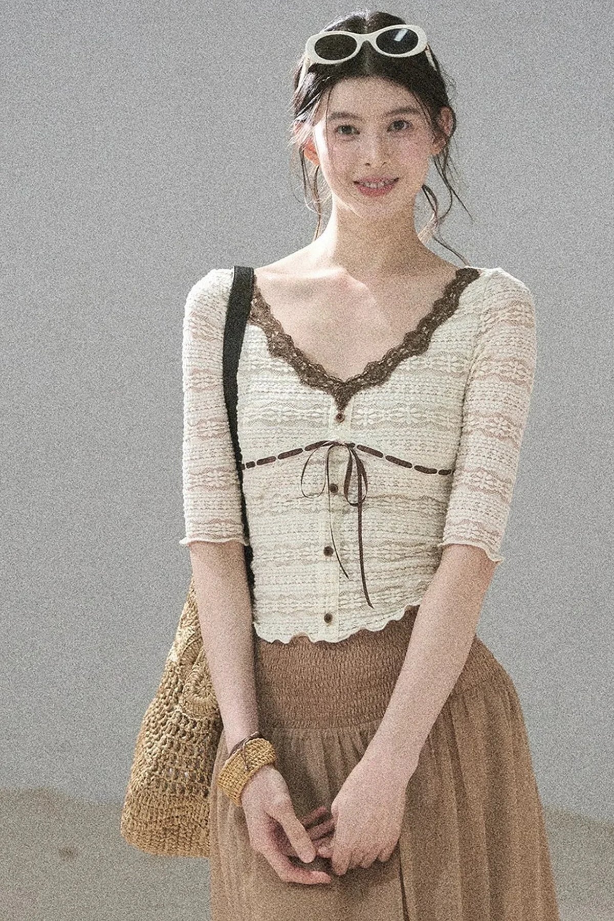 French Lace Hollow-Out Top