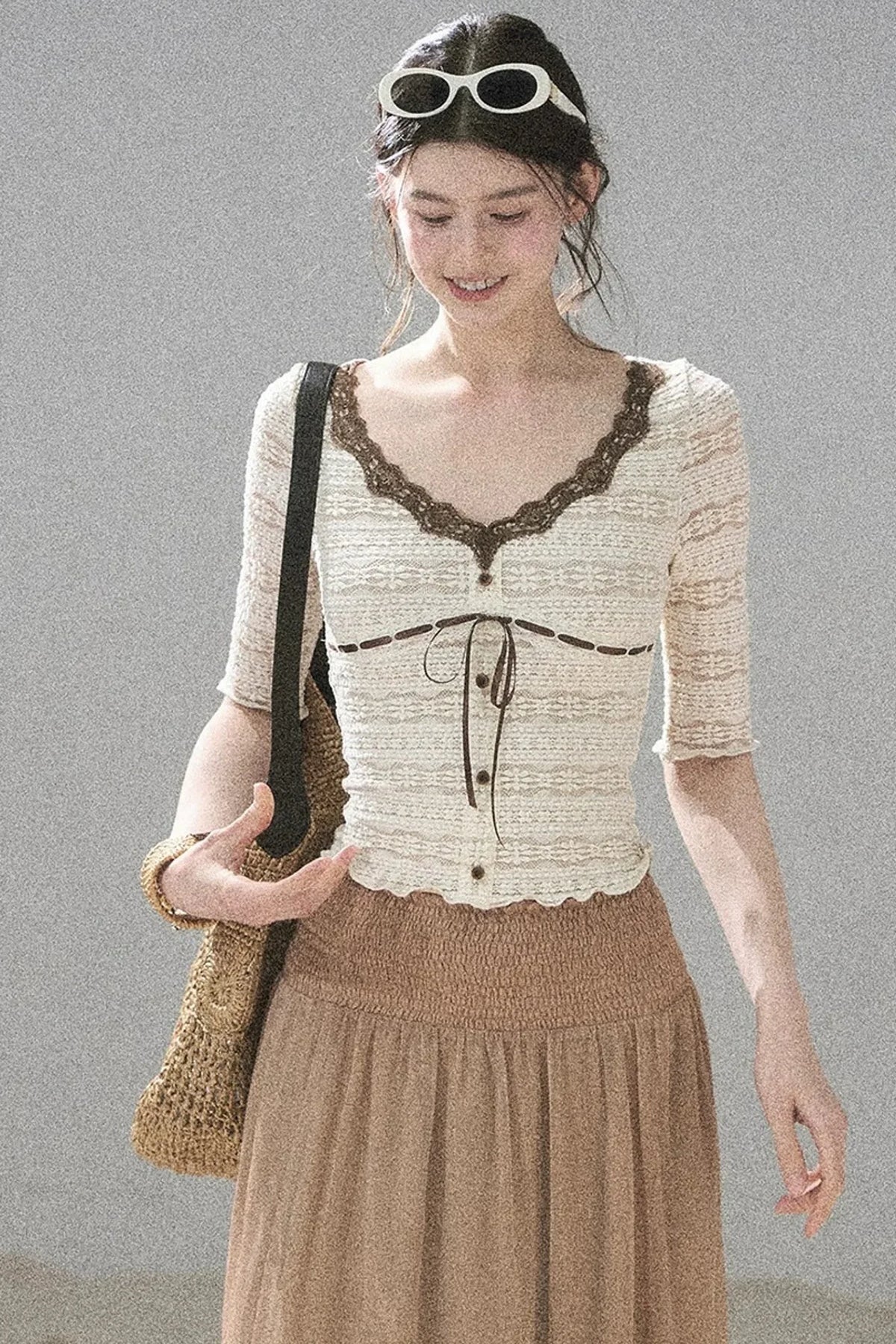 French Lace Hollow-Out Top