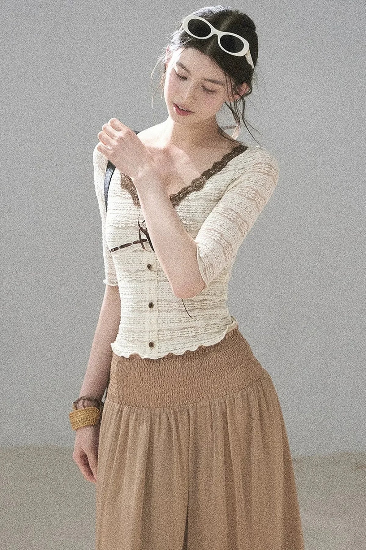 French Lace Hollow-Out Top
