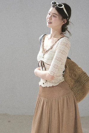 French Lace Hollow-Out Top