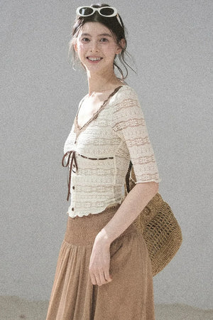 French Lace Hollow-Out Top