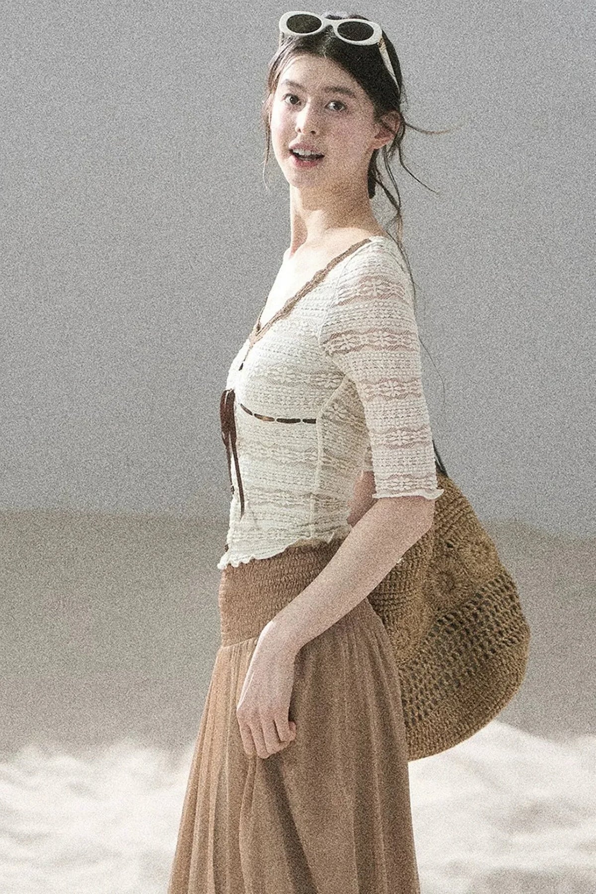 French Lace Hollow-Out Top