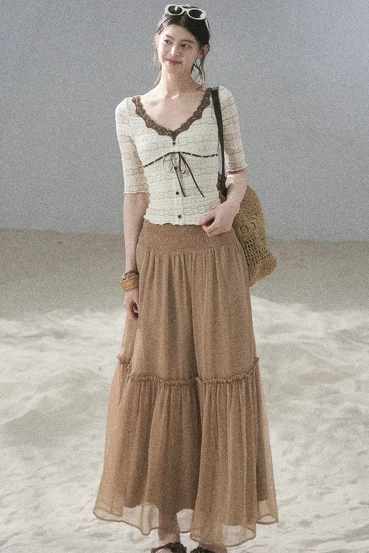 French Lace Hollow-Out Top