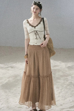 French Lace Hollow-Out Top