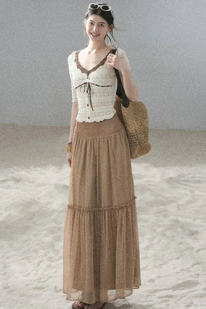 French Lace Hollow-Out Top