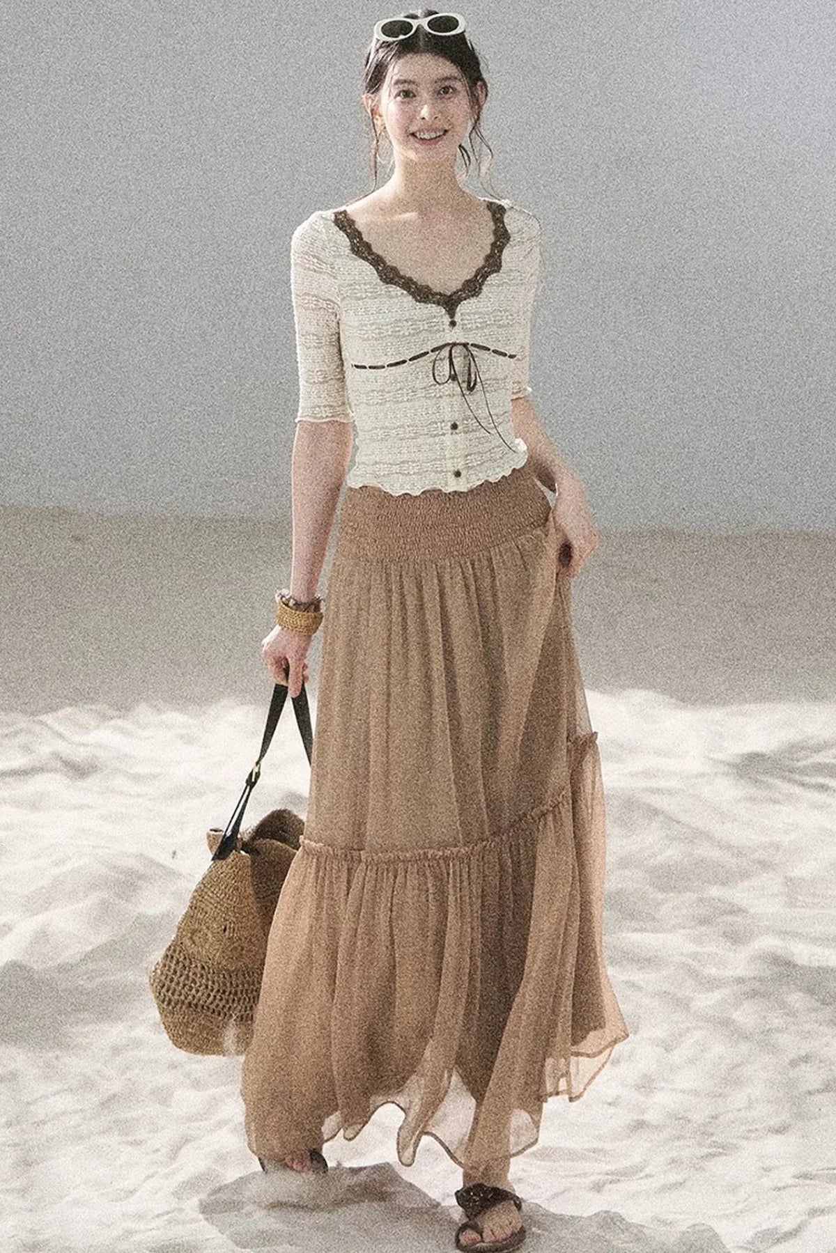 French Lace Hollow-Out Top