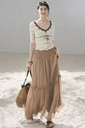 French Lace Hollow-Out Top