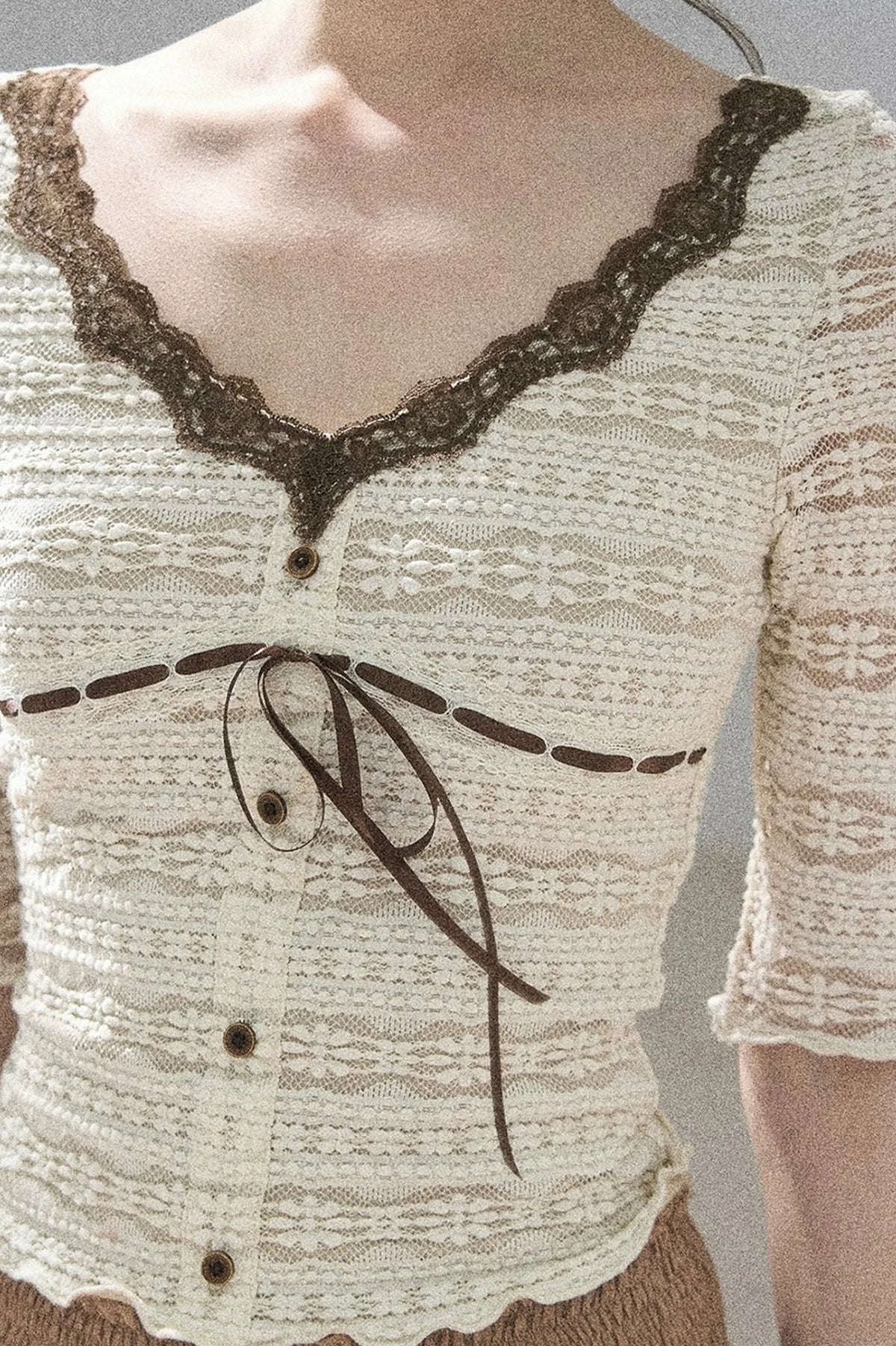 French Lace Hollow-Out Top