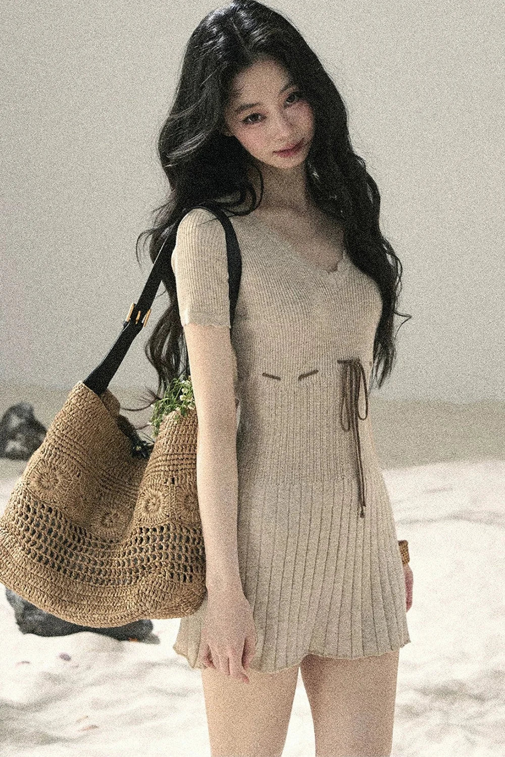 French Lace Knit Short Sleeve Dress