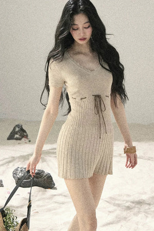 French Lace Knit Short Sleeve Dress