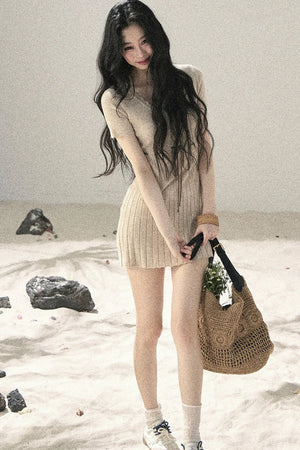 French Lace Knit Short Sleeve Dress