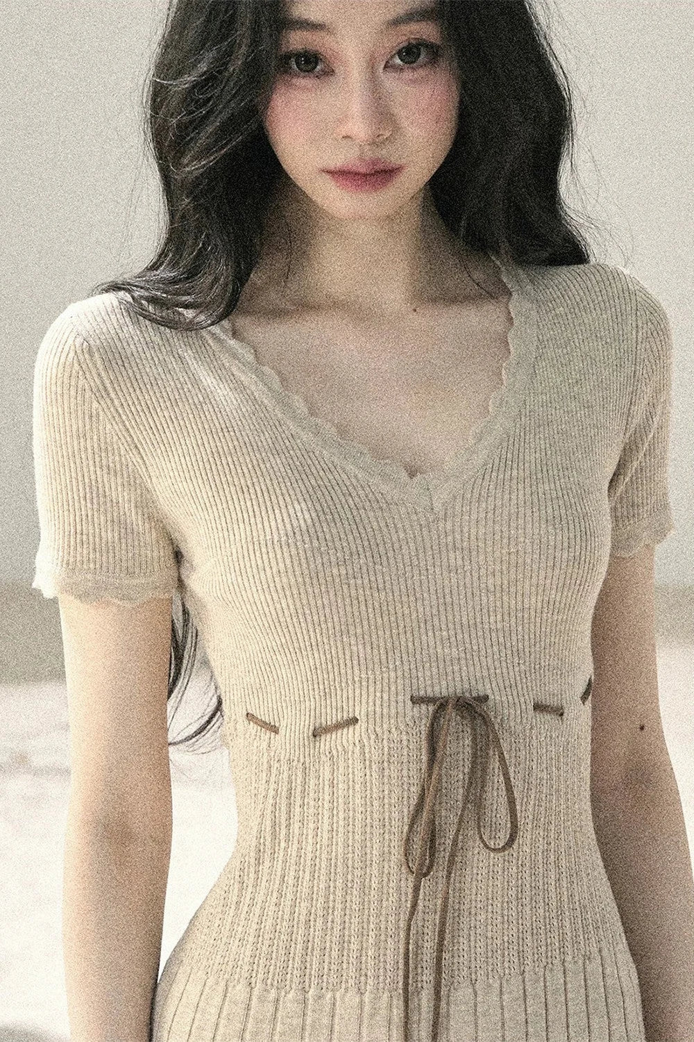 French Lace Knit Short Sleeve Dress