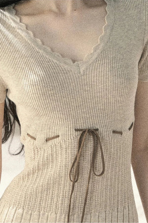 French Lace Knit Short Sleeve Dress