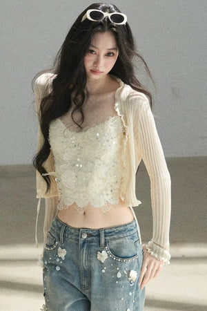 French Lace Knitted Top Set-Up