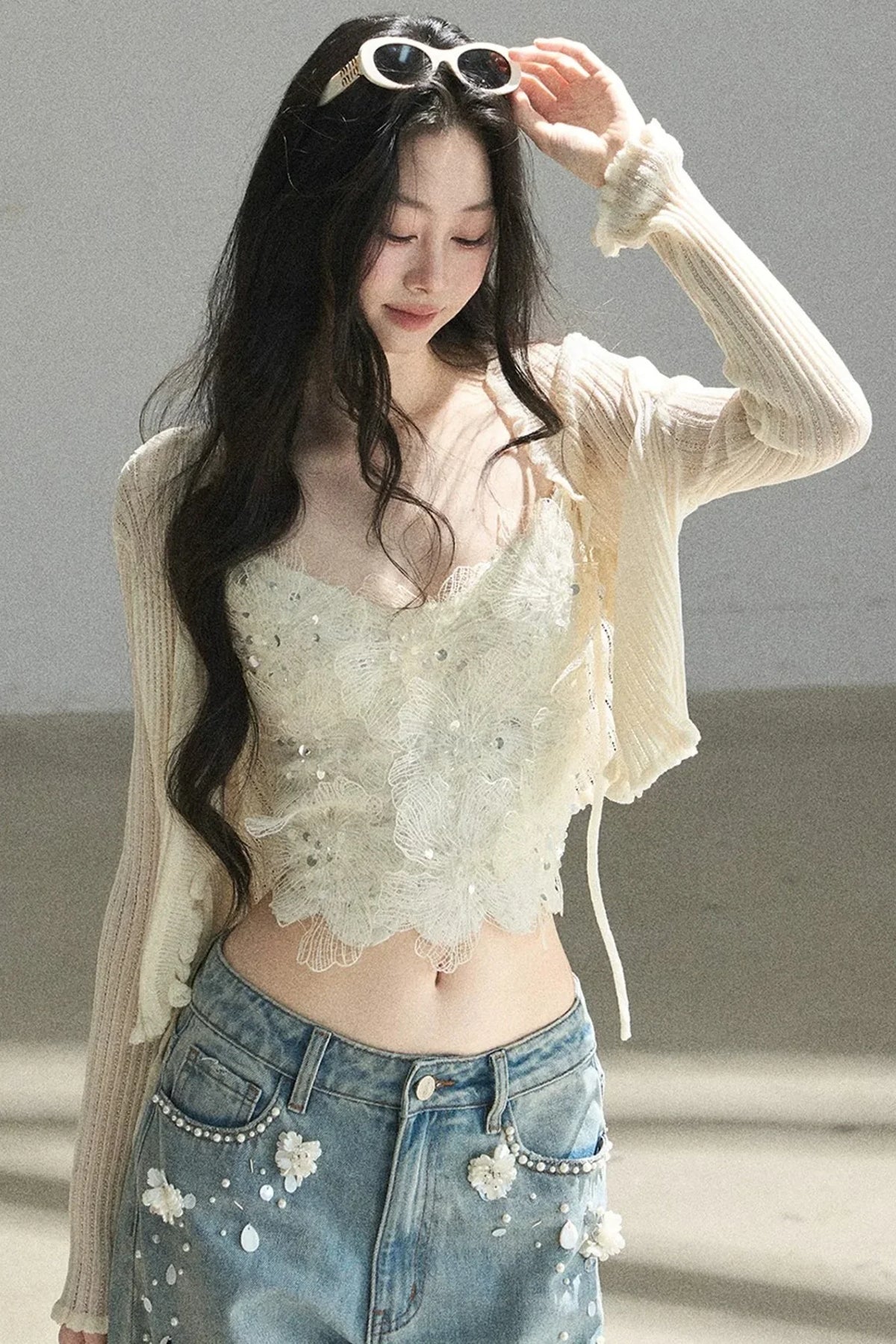 French Lace Knitted Top Set-Up