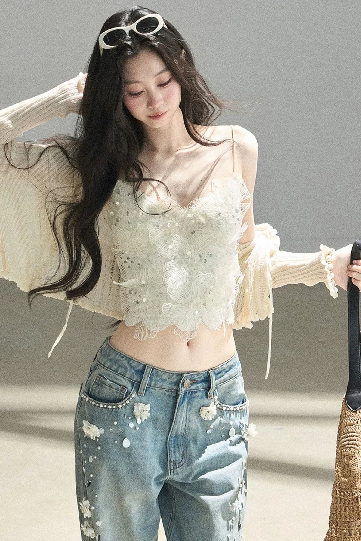 French Lace Knitted Top Set-Up