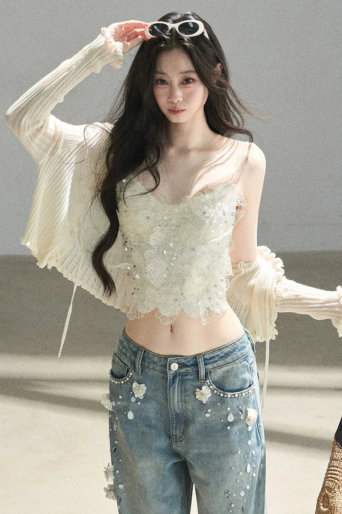 French Lace Knitted Top Set-Up