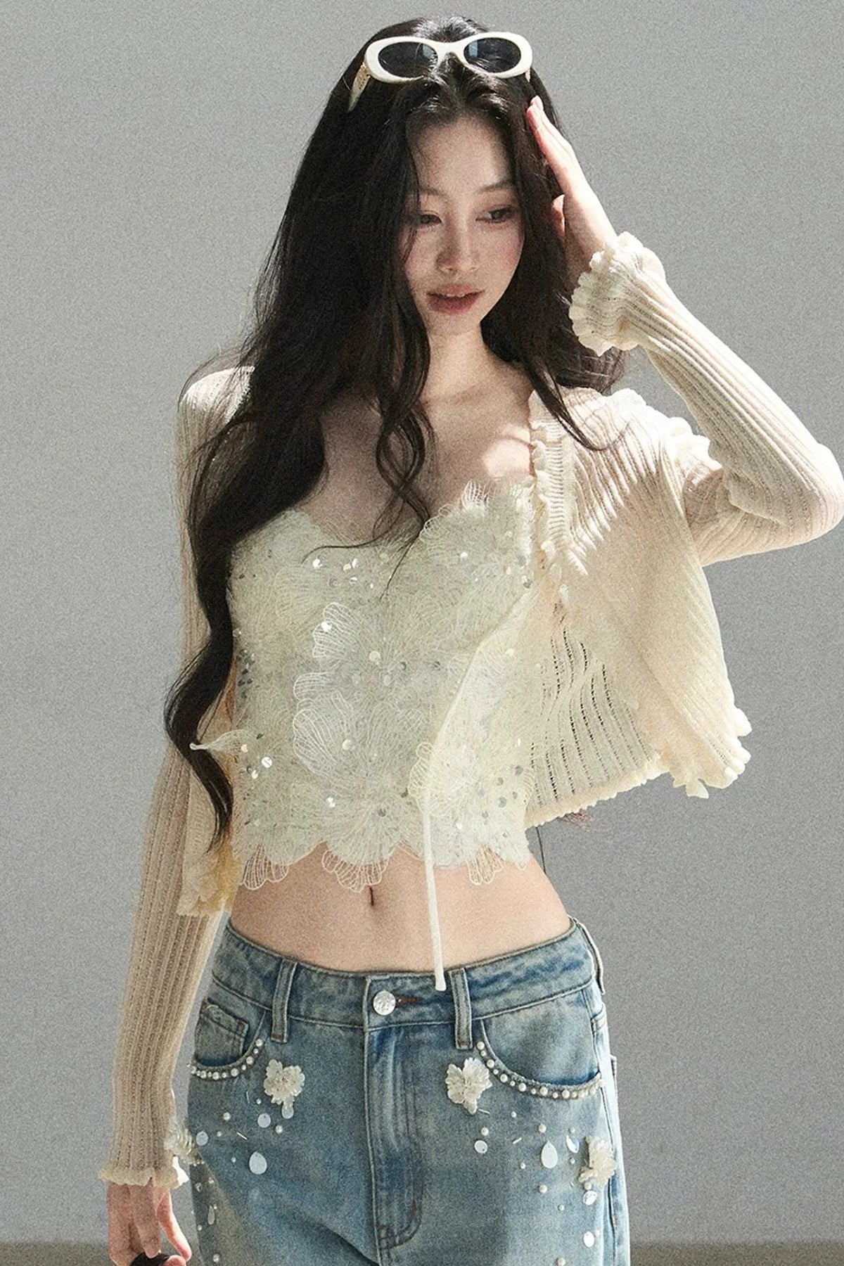French Lace Knitted Top Set-Up