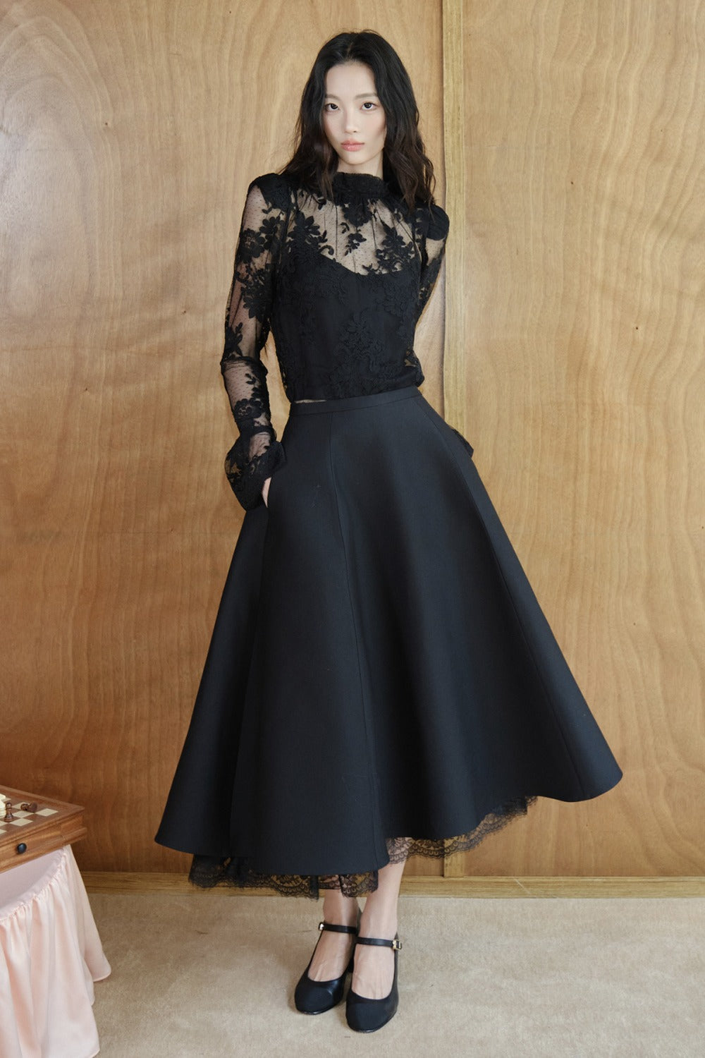 French Lace Mesh Blouse