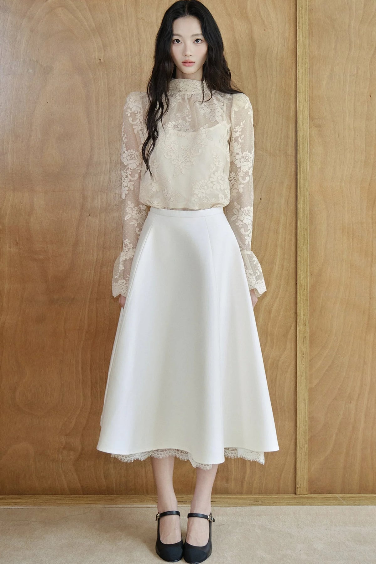 French Lace Mesh Blouse