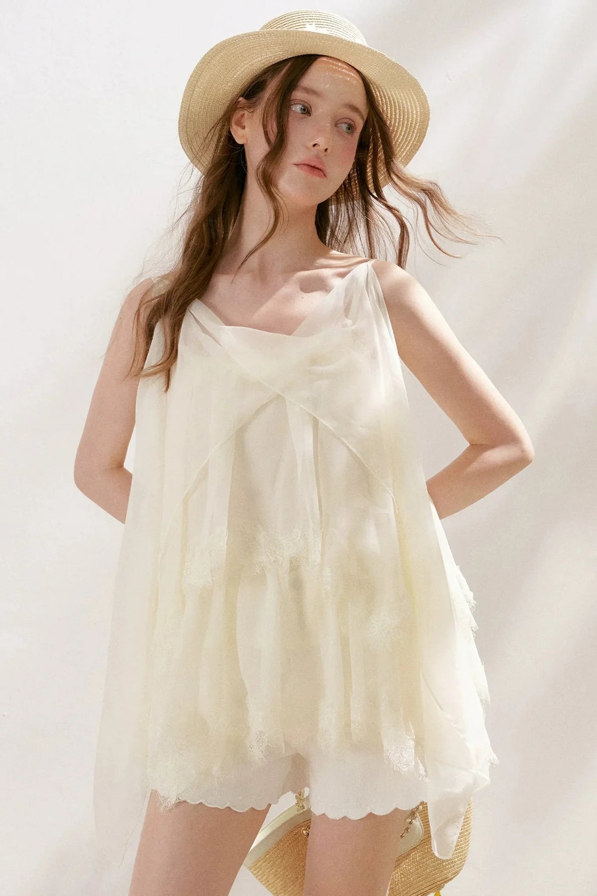 French Lace Mesh Camisole Top