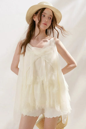 French Lace Mesh Camisole Top
