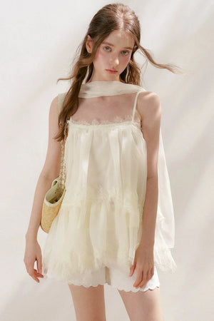 French Lace Mesh Camisole Top
