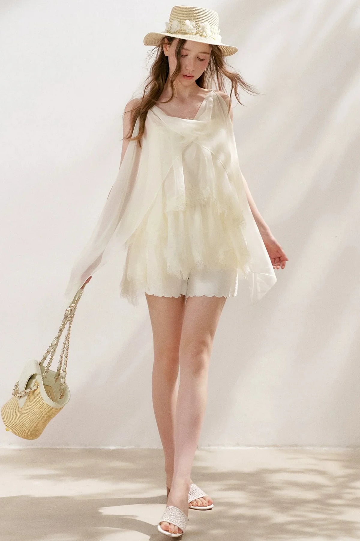 French Lace Mesh Camisole Top