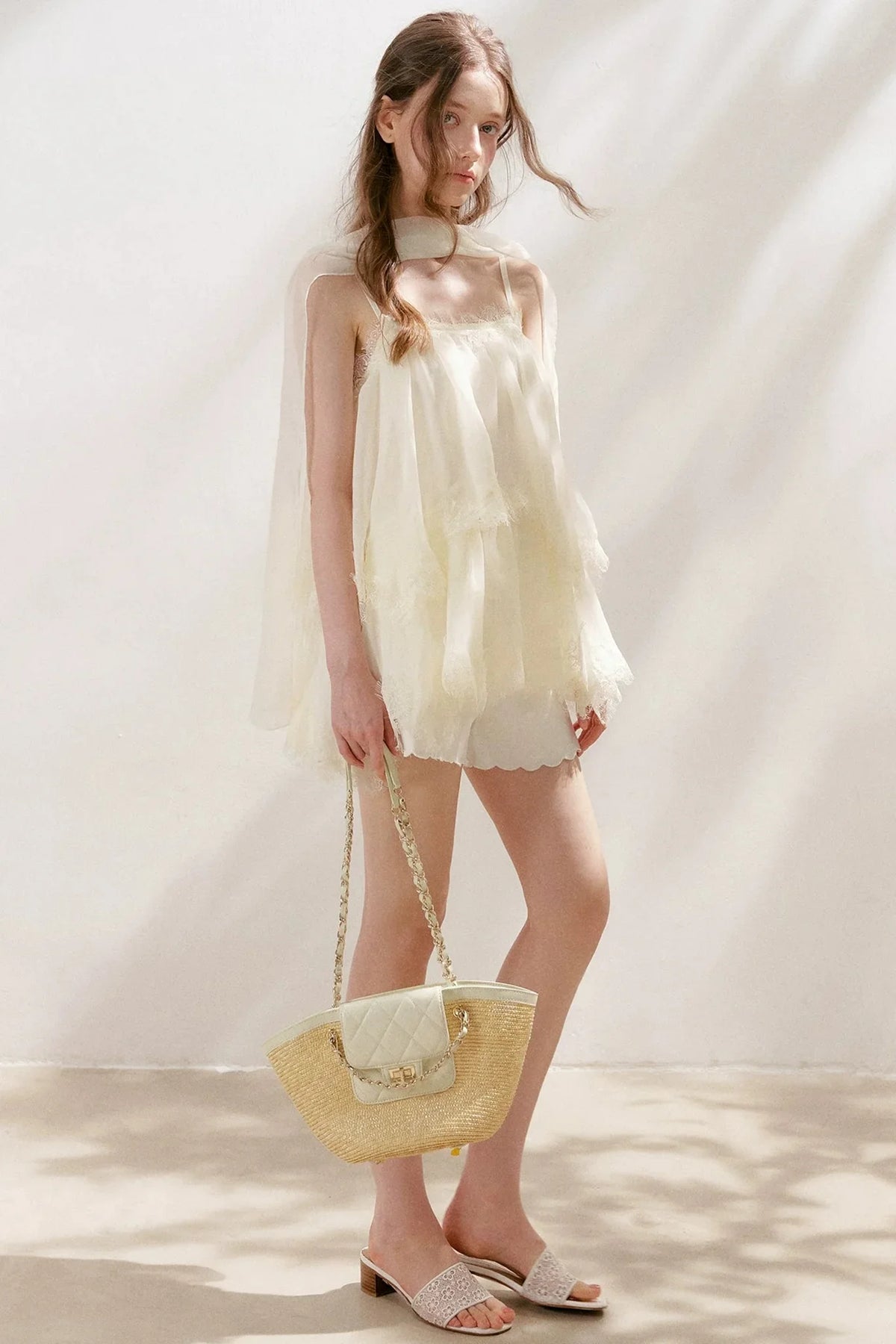 French Lace Mesh Camisole Top