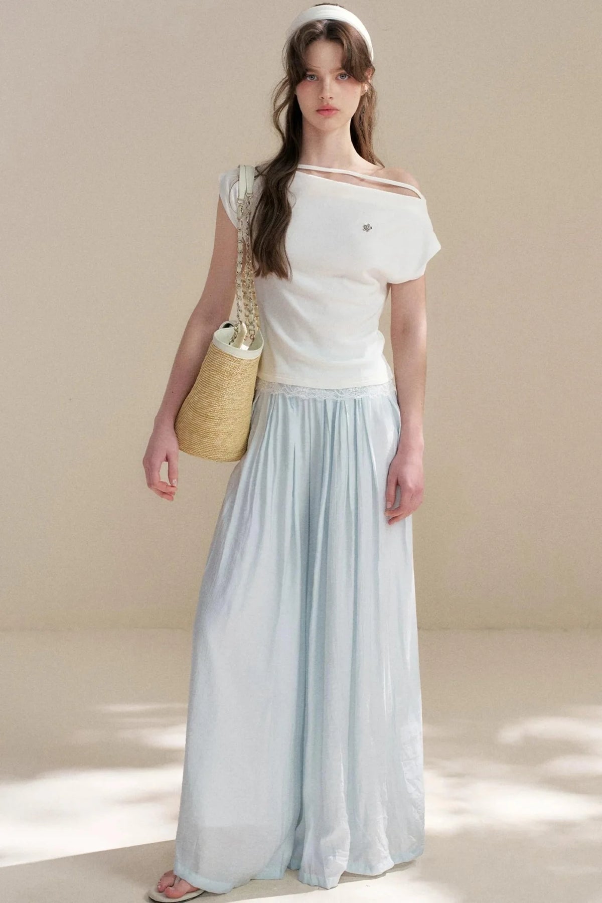 French Lace Off-Shoulder T-Shirt