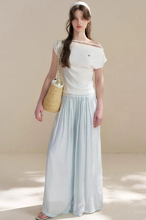 French Lace Off-Shoulder T-Shirt